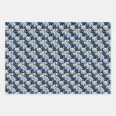 Feuille De Papier Cadeau Élégantes fleurs d'Hydrangée bleue carrelée (Devant 2)