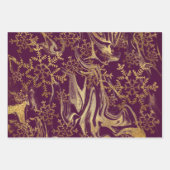 Feuille De Papier Cadeau Élégants flocons de neige en marbre doré moderne  (Devant 2)