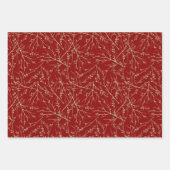 Feuille De Papier Cadeau Élégants Motifs rouge et or (Devant)