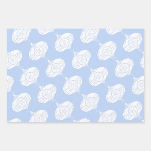 Feuille De Papier Cadeau Eléments de Noël en bleu Cobalt (Devant 3)