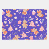 Feuille De Papier Cadeau Eléments de Noël en bleu marine (Devant 3)