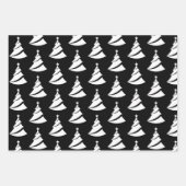 Feuille De Papier Cadeau Eléments de Noël noir et blanc élégants (Devant 3)