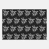 Feuille De Papier Cadeau Eléments de Noël noir et blanc élégants (Devant 2)