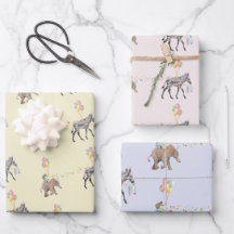 Éléphant balloon Party Cadeaupapier Vellen Set