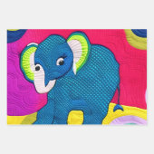 Feuille De Papier Cadeau Eléphant Bébé Bleu Cute - Design Quilt (Devant 3)