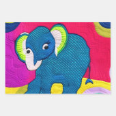 Feuille De Papier Cadeau Eléphant Bébé Bleu Cute - Design Quilt (Devant 2)