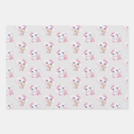 Feuille De Papier Cadeau Eléphant Bébé mignon (Devant 2)