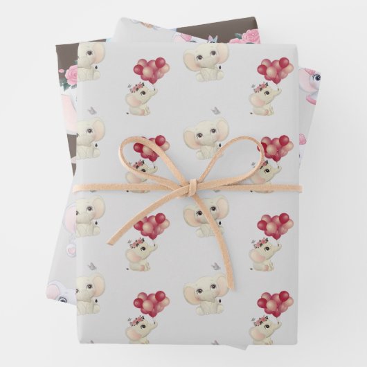 Feuille De Papier Cadeau Eléphant Bébé mignon (En situation)