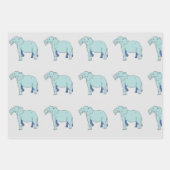 Feuille De Papier Cadeau Eléphant bleu (Devant 2)