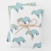 Feuille De Papier Cadeau Eléphant bleu (En situation)