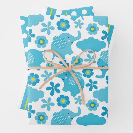 Feuille De Papier Cadeau Eléphant mignon (En situation)