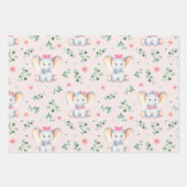 Feuille De Papier Cadeau Eléphant mignon bébé avec maman Aquarelle fille (Devant 3)