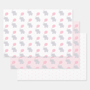 Feuille De Papier Cadeau Eléphant mignon fille Baby shower
