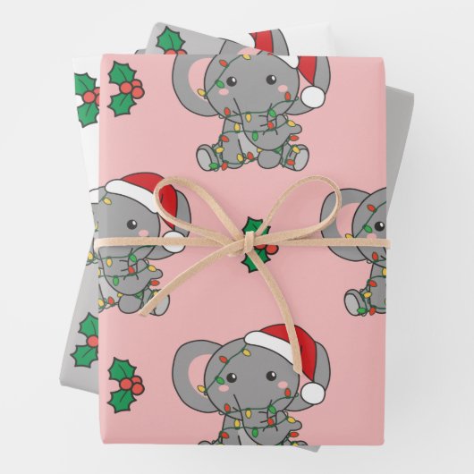 Feuille De Papier Cadeau Eléphant Noël Animaux d'hiver Vacances Eléphant (En situation)