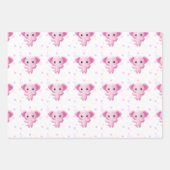 Feuille De Papier Cadeau Eléphant petite fille rose (Devant 2)