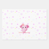 Feuille De Papier Cadeau Eléphant petite fille rose (Devant)