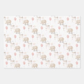 Feuille De Papier Cadeau Eléphant rose bébé fille (Devant 2)