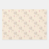 Feuille De Papier Cadeau Eléphant rose bébé fille (Devant)