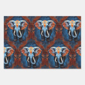 Feuille De Papier Cadeau Eléphant vibrant aux motifs floraux (Devant 3)