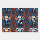 Feuille De Papier Cadeau Eléphant vibrant aux motifs floraux (Devant 2)