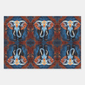 Feuille De Papier Cadeau Eléphant vibrant aux motifs floraux (Devant)