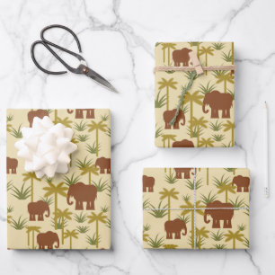 Feuille De Papier Cadeau Elephants And Palms