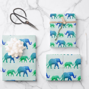 Feuille De Papier Cadeau Eléphants Ombre
