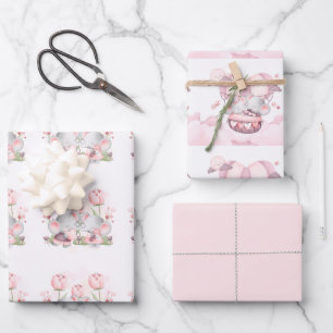 Feuille De Papier Cadeau Eléphants pour bébé de Saint Valentin