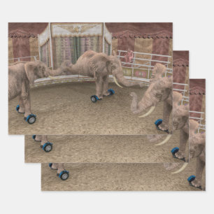 Feuille De Papier Cadeau Eléphants roulants