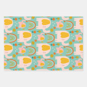 Feuille De Papier Cadeau Eléphants Whimsical Fleurs Flush Mint Printemps (Devant 2)