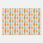 Feuille De Papier Cadeau Eléphants Whimsical Fleurs Flush Mint Printemps (Devant)
