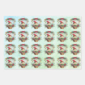 Feuille De Papier Cadeau Elfe de Noël dans un panier fleuri (Devant 3)