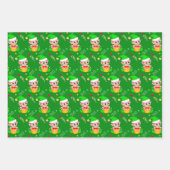 Feuille De Papier Cadeau elfe de Noël, sucre de canne, confetti sur vert & (Devant 2)