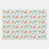 Feuille De Papier Cadeau Elfe, Reindeer, Père Noël, Joyeux Motif de Noël (Devant)