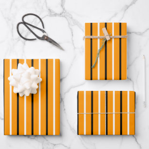 Feuille De Papier Cadeau Emballage élégant rayé orange