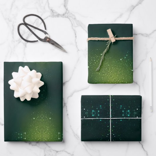 Feuille De Papier Cadeau Emballage vert avec arrosage (Recto)