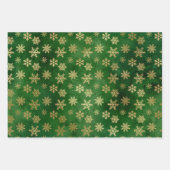 Feuille De Papier Cadeau Emerald Green et Gold Snowflakes Noël (Devant 3)