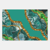 Feuille De Papier Cadeau Emerald Green & Gold Agate Parties scintillant (Devant 2)