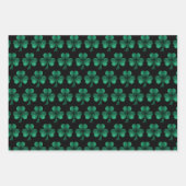 Feuille De Papier Cadeau Emerald Green Sparkles Shamrock motif noir (Devant 2)