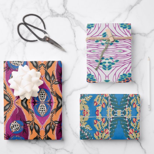 Feuille De Papier Cadeau Empreinte de fleurs botaniques EA Séguy (Recto)