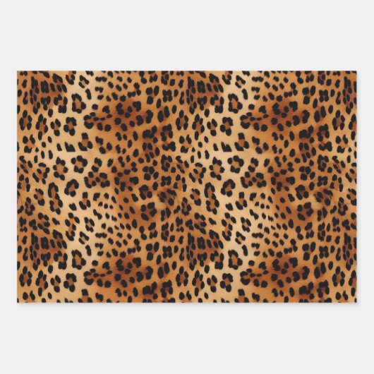 Feuille De Papier Cadeau Empreinte de léopard blanc Brown (Devant 2)