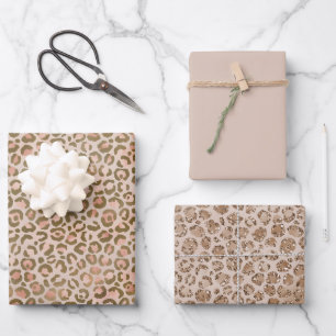 Feuille De Papier Cadeau Empreinte de léopard Brown Peach Cream