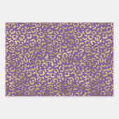 Feuille De Papier Cadeau Empreinte de léopard de glam or violet (Devant 3)