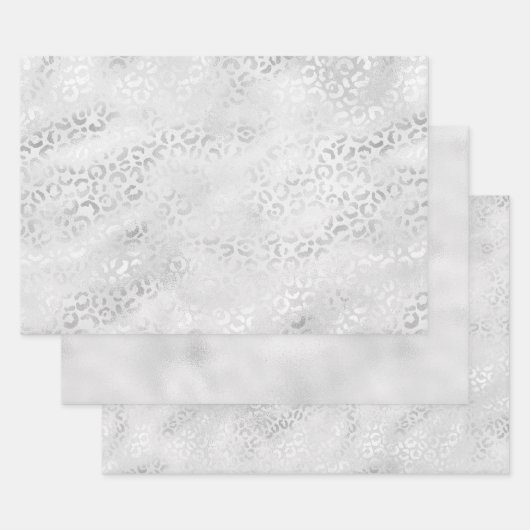 Feuille De Papier Cadeau Empreinte de léopard en argent (Lot)