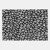 Feuille De Papier Cadeau Empreinte de léopard noir blanc avec Bow Anniversa (Devant 2)