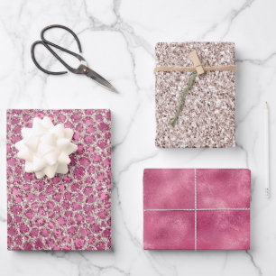 Feuille De Papier Cadeau Empreinte de léopard Parties scintillant rose fill