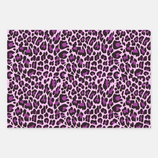 Feuille De Papier Cadeau Empreinte de léopard pourpre (Devant)