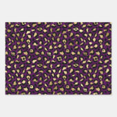 Feuille De Papier Cadeau Empreinte de léopard pourpre et or (Devant 2)