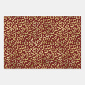 Feuille De Papier Cadeau Empreinte de léopard Red Gold Glam (Devant)