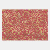 Feuille De Papier Cadeau Empreinte de léopard Red Gold Glam (Devant)